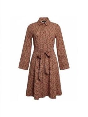 Banana Republic Geometric Print Tie Waist Shirt Dress